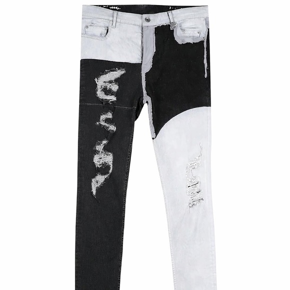 【 Luxury DesignerLimited】 Rick Owens DRKSHDW Ripped Contrast Panel Jeans 34